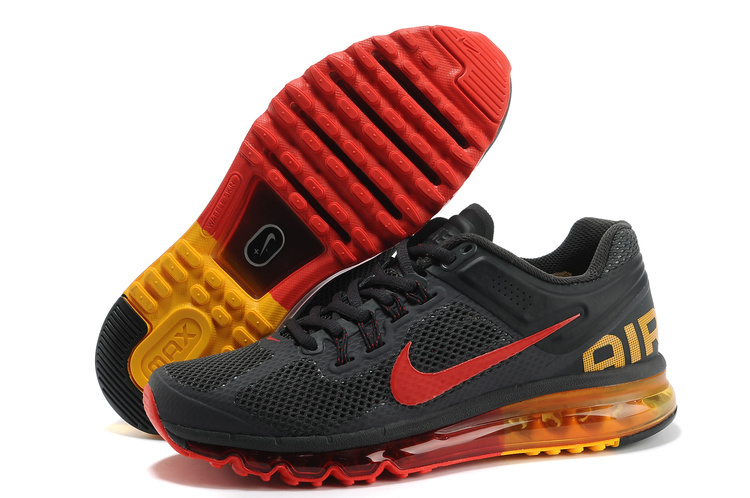 Nike Air Max 2013 Chaussures Hommes Noir Rouge Orange